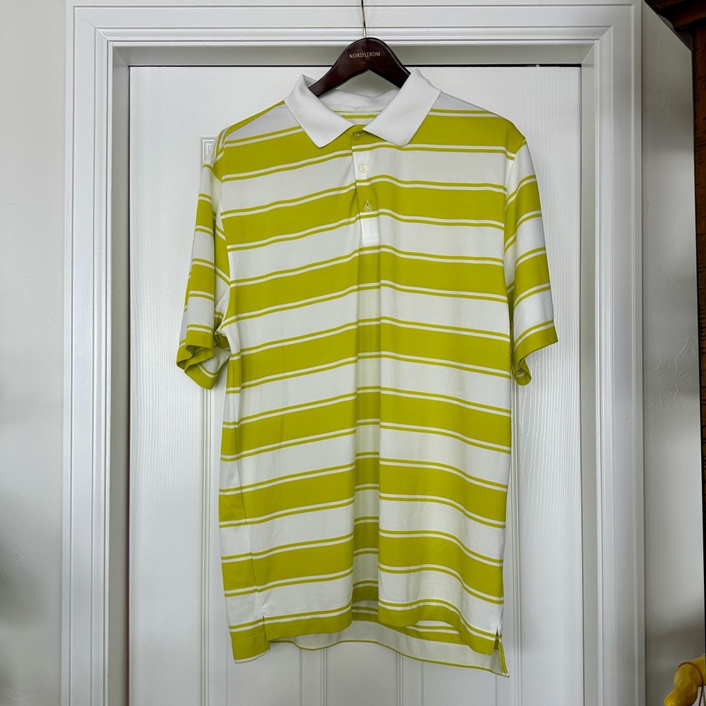 Nike Golf Dri-Fit Green & White Striped Polo